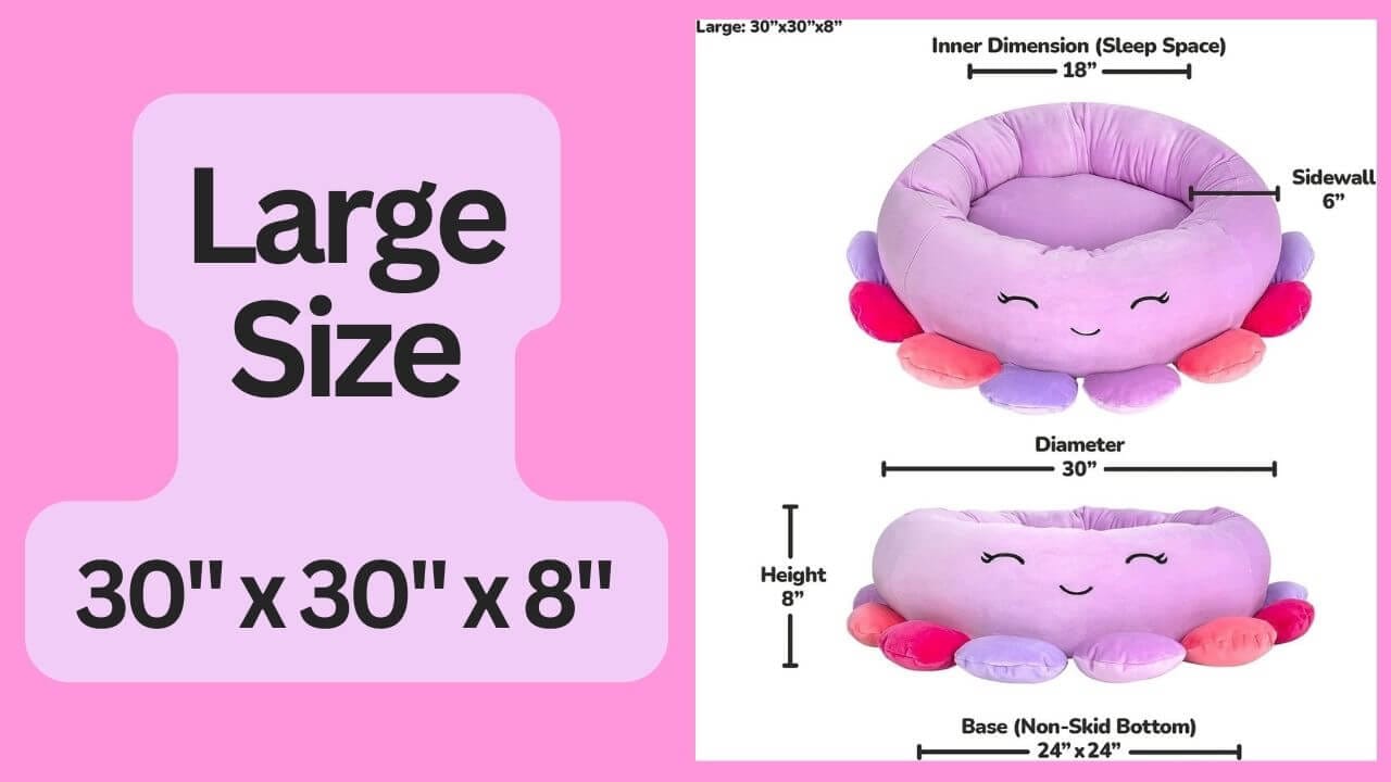 Dimensions for a Large Size Squishmallow Pet Bed