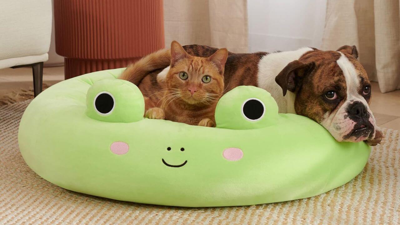 Wendy the Frog Squishmallow Pet Bed with Cat and Dog