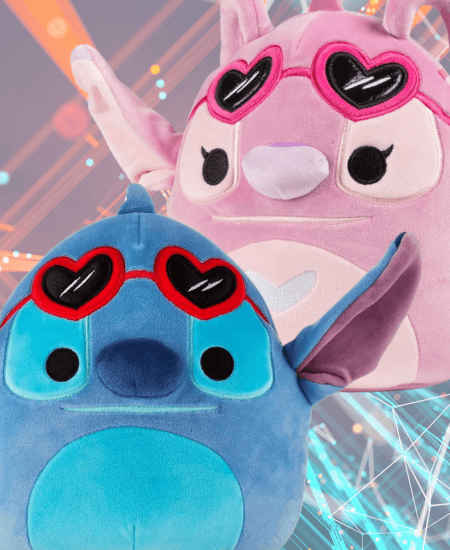 Angel and Stitch Valentine Squishmallows from 2024 Squad