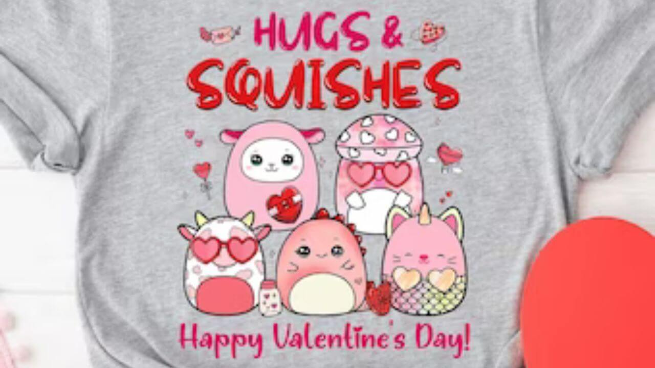 T-shirt with decal Hugs and Squishes from an Etsy Seller