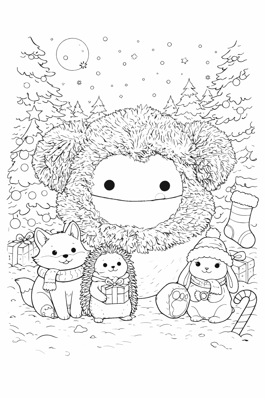 Benny the Bigfoot and Friends in a Woodland Christmas scene